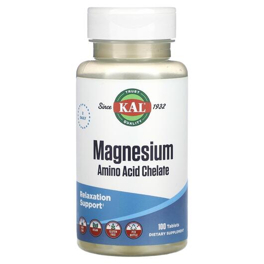 Основне фото товара KAL, Magnesium Amino Acid Chelate, Магній, 100 таблеток