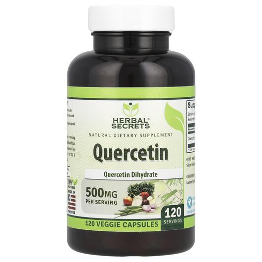 Основне фото товара Herbal Secrets, Quercetin 500 mg, Кверцетин, 120 капсул