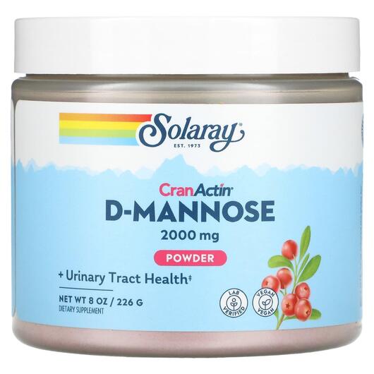 Основне фото товара D-Mannose with CranActin Powder 2000 mg, D-Маноза 2000 мг, 226 г