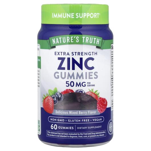 Основне фото товара Nature's Truth, Zinc 50 mg Gummies, Жувальний Цинк, 60 цукер