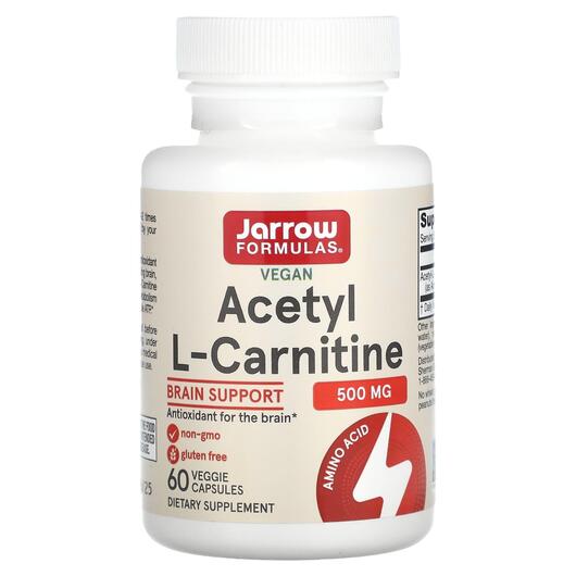 Основне фото товара Acetyl L-Carnitine 500, Ацетил L-карнітин 500 мг, 60 капсул