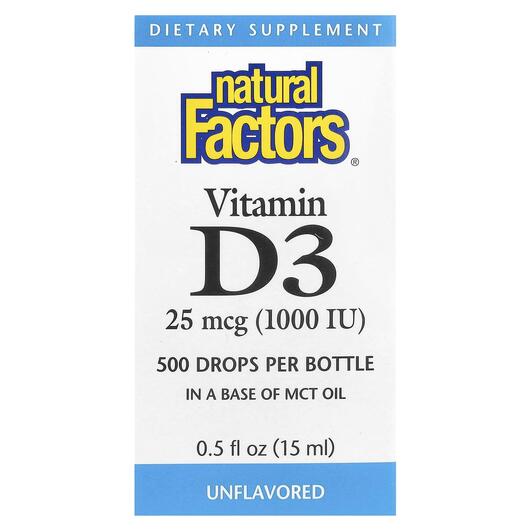Основне фото товара Vitamin D3 Drops 1000 IU 0, Рідкий Вітамін D3, 15 мл