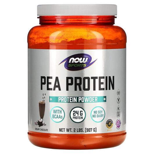 Основне фото товара NOW, Pea Protein Chocolate, Гороховий Протеїн, 907 г