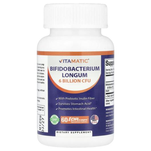 Основне фото товара Bifidobacterium Longum 6 Billion CFU, Біфідобактерії, 60 капсул