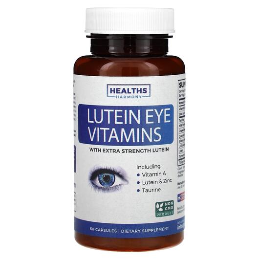 Основне фото товара Healths Harmony, Lutein Eye Vitamins, Лютеїн, 60 капсул