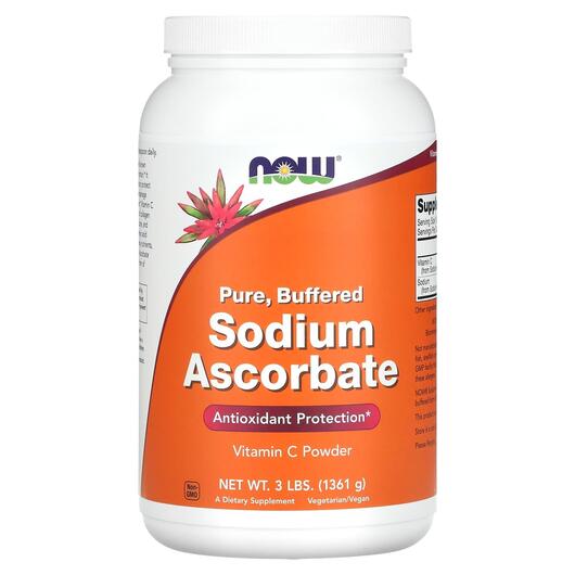 Основне фото товара NOW, Ascorbate Powder, Вітамін С Аскорбат Натрію, 1361 г