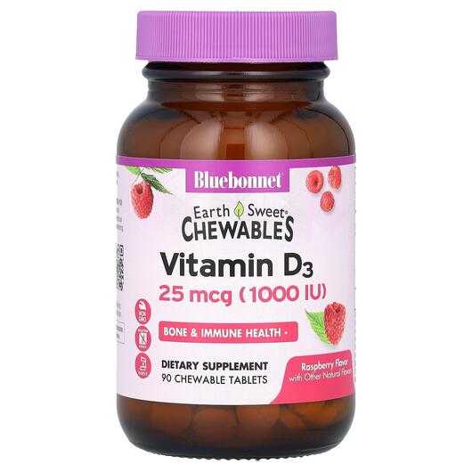 Основне фото товара Chewables Vitamin D3 1000 IU Raspberry, Вітамін D3, 90 цукерок