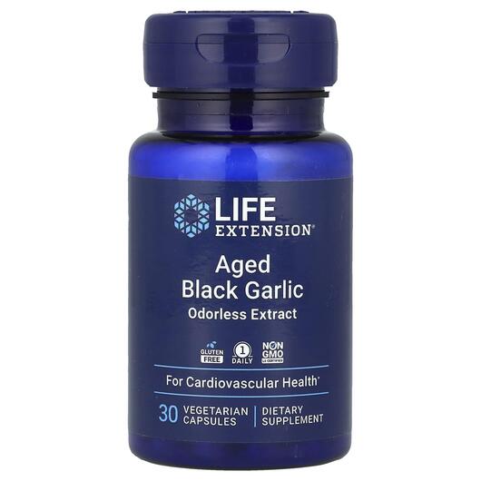 Основне фото товара Life Extension, Aged Black Garlic, Екстракт Часнику, 30 капсул