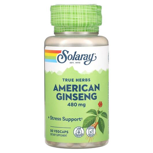 Основне фото товара True Herbs American Ginseng 480 mg, Женьшень звичайний, 50 капсул