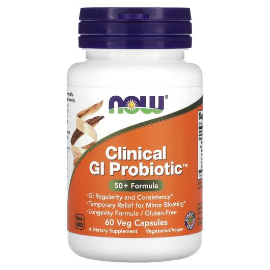 Основне фото товара NOW, Clinical GI Probiotic, Підтримка кишківника, 60 капсул