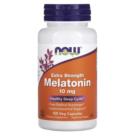 Основне фото товара NOW, Extra Strength Melatonin 10 mg, Мелатонін 10 мг, 100 капсул