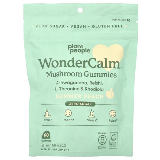 Основне фото товара WonderCalm Mushroom Gummies Summer Peach, Гриби, 60 таблеток