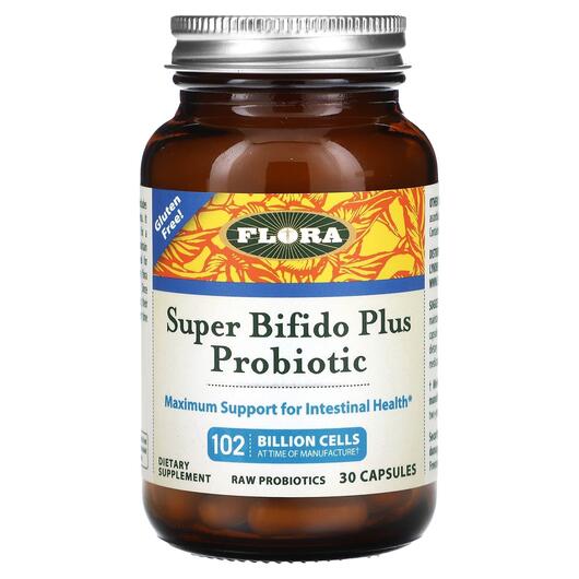 Основне фото товара Flora, Super Bifido Plus Probiotic, Біфідобактерії, 30 капсул
