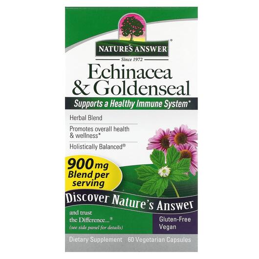 Основне фото товара Nature's Answer, Echinacea & Goldenseal, Ехінацея, 60 ка