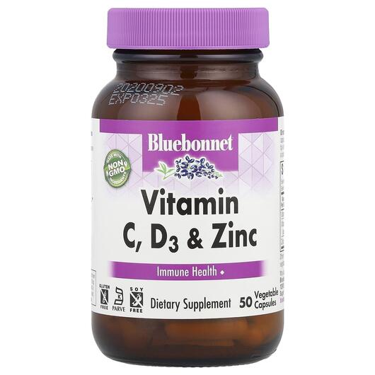 Основне фото товара Vitamin C D3 & Zinc, Вітамін C D3 та Цинк, 50 капсул