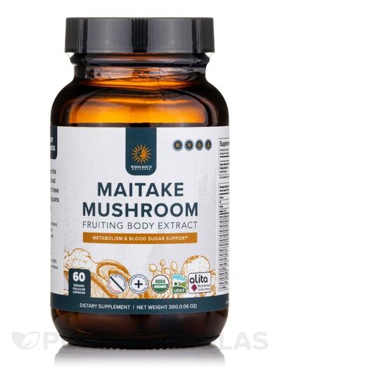 Основне фото товара WholeSun Wellness, Organic Maitake Mushroom, Гриби, 60 капсул