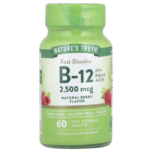 Основне фото товара Nature's Truth, Vitamin B-12 2500 mcg, Вітамін B12, 60 табле