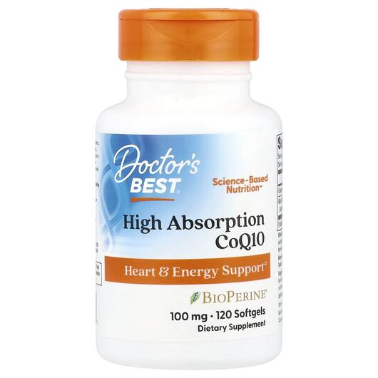 Основне фото товара Doctor's Best, High Absorption CoQ10, Убіхінон, 120 капсул