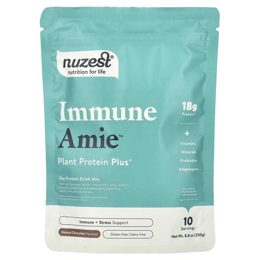 Основне фото товара Immune Amie Plant Protein Plus+ Natural Chocolate, Протеїн, 250 г
