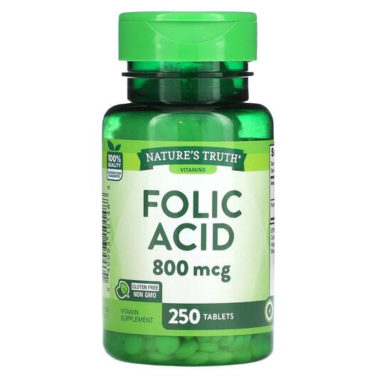 Основне фото товара Folic Acid 800 mcg, Вітамін B9 Фолієва кислота, 250 таблеток