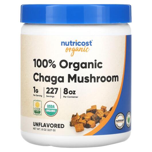 Основне фото товара 100% Organic Chaga Mushroom Unflavored, Гриби Чага, 227 г