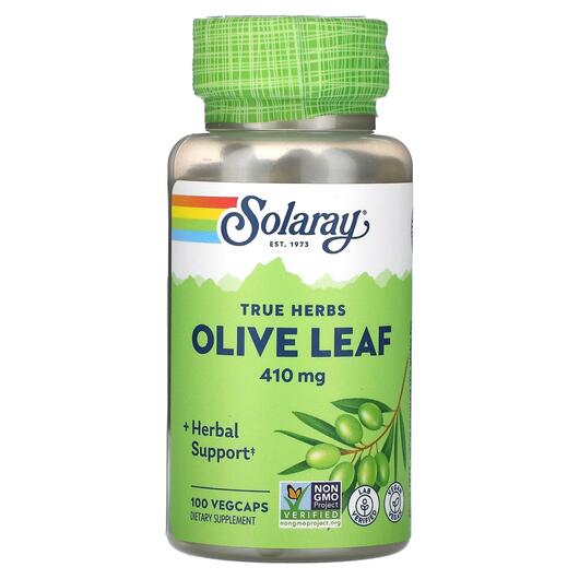Основне фото товара Solaray, True Herbs Olive Leaf 410 mg, Листя оливи, 100 капсул