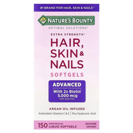 Основне фото товара Hair Skin & Nails Softgels, Шкіра нігті волосся, 150 капсул