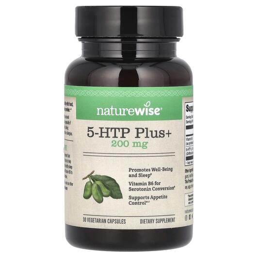 Основне фото товара Naturewise, 5-HTP Plus+ 200 mg, 5-гідрокситриптофан, 30 капсул