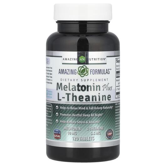 Основне фото товара Melatonin Plus L-Theanine 10 mg, Мелатонін, 120 таблеток