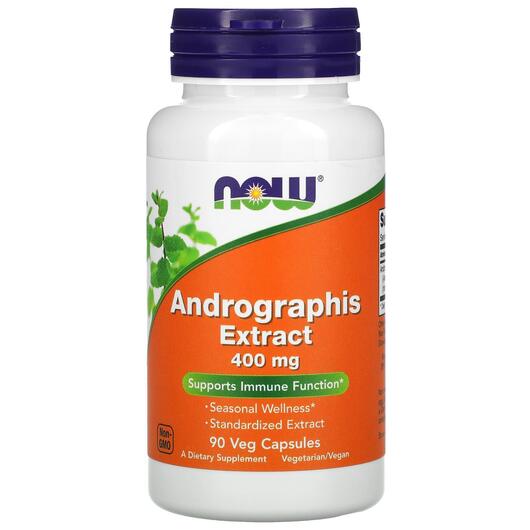 Основне фото товара NOW, Andrographis Extract, Андрографіс 400 мг, 90 капсул