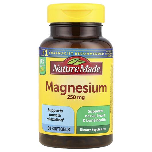 Основне фото товара Nature Made, Magnesium 250 mg, Магній, 90 капсул