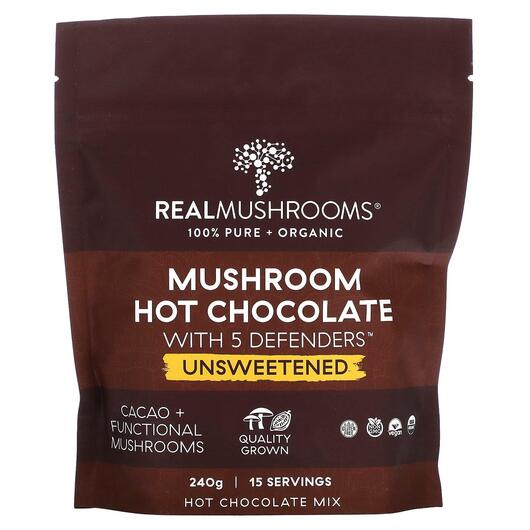 Основне фото товара Mushroom Hot Chocolate with 5 Defenders Unsweetened, Гриби, 240 г