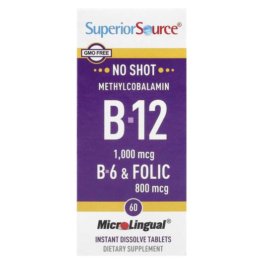 Основне фото товара Methylcobalamin B-12 B-6 & Folic Acid, Метилкобаламін B12, 60