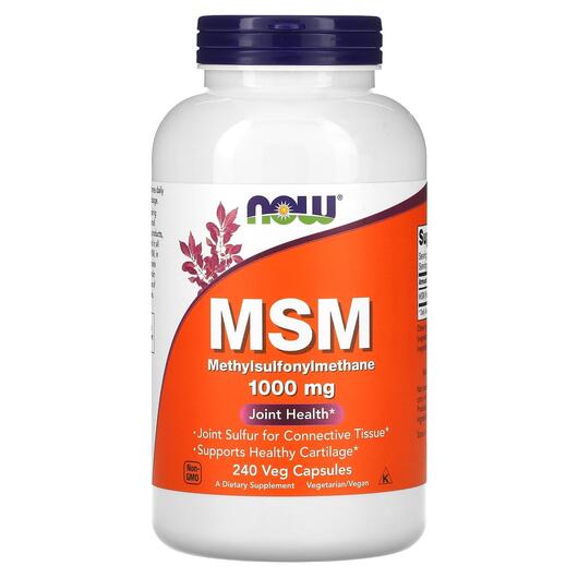 Основне фото товара NOW, MSM 1000 mg, Формула МСМ 1000 мг, 240 капсул