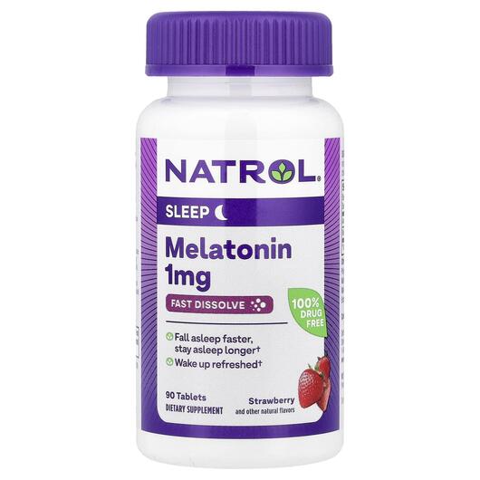 Основне фото товара Melatonin Fast Dissolve Strawberry 1 mg, Мелатонін, 90 таблеток