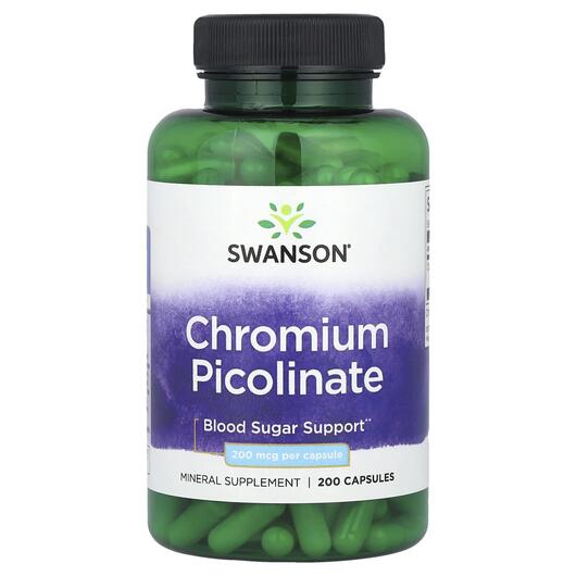 Основне фото товара Swanson, Chromium Picolinate 200 mcg, Хром, 200 капсул