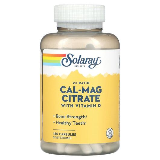 Основне фото товара Cal-Mag Citrate 2:1 Ratio with D3, Кальцій Магній D3, 180 капсул