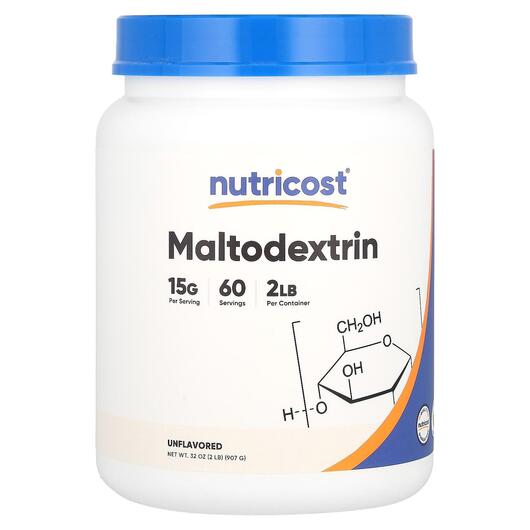 Основне фото товара Nutricost, Maltodextrin Unflavored, Мальтодекстрин, 907 г