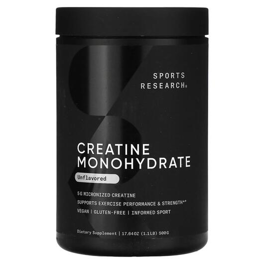 Основне фото товара Sports Research, Creatine Monohydrate Unflavored, Креатин, 500 г