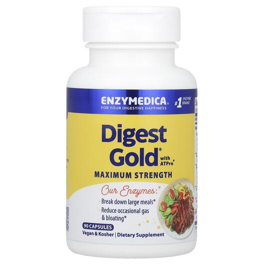 Основне фото товара Enzymedica, Digest Gold with ATPro, Травні Ферменти, 90 капсул