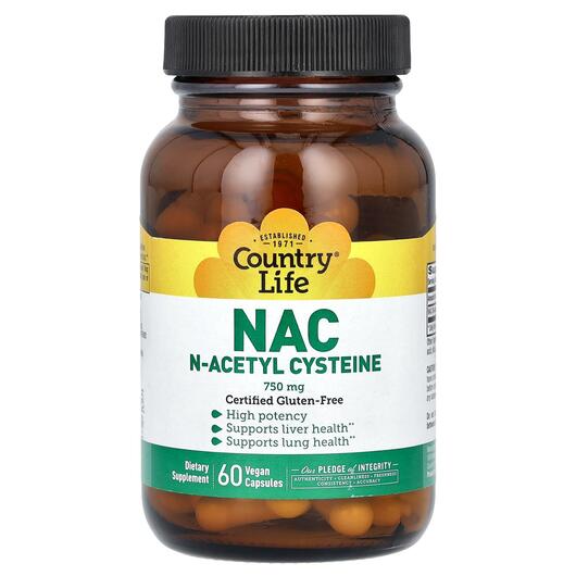 Основне фото товара NAC N-Acetyl Cysteine 750 mg, N-ацетилцистеїн, 60 капсул
