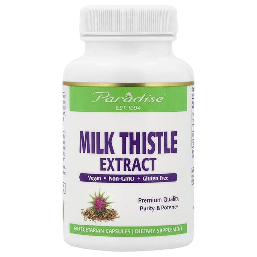 Основне фото товара Paradise Herbs, Milk Thistle 60 Vegetarian, Розторопша, 60 капсул