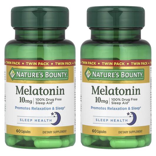 Основне фото товара Nature's Bounty, Melatonin 10 mg, Мелатонін 10 мг, 60 капсул