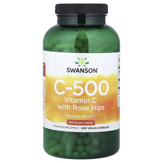 Основне фото товара C-500 Vitamin C with Rose Hips 500 mg, Вітамін C, 400 капсул