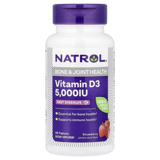 Основне фото товара Vitamin D3 Fast Dissolve Strawberry, Вітамін D3 Холекальциферол, 