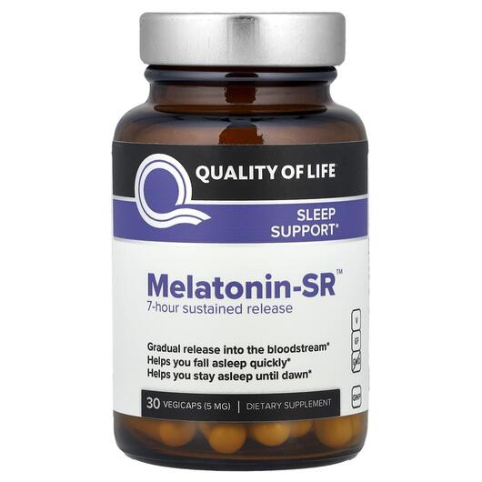 Основне фото товара Quality of Life, Melatonin-SR, Мелатонін 5 мг, 30 капсул