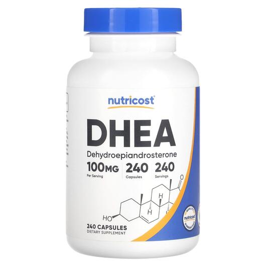 Основне фото товара Nutricost, DHEA 100 mg, Дегідроепіандростерон, 240 капсул