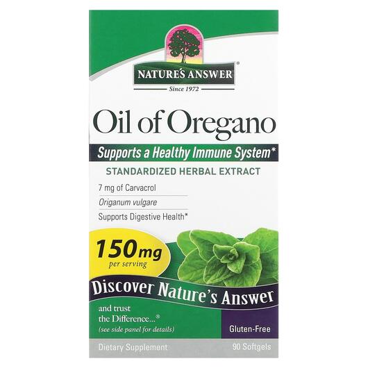 Основне фото товара Oil of Oregano Origanum Vulgare 150 mg, Олія орегано, 90 капсул