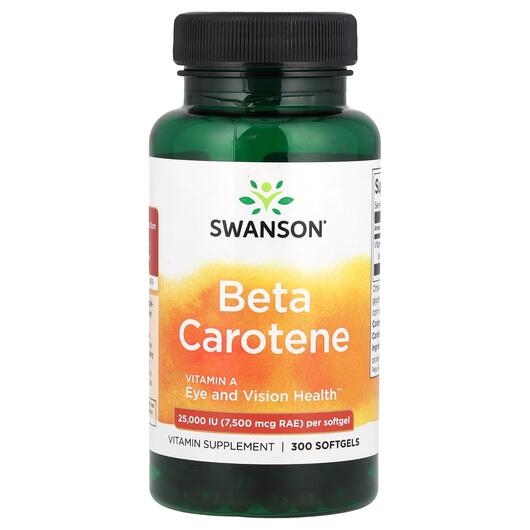 Основне фото товара Swanson, Beta Carotene 25000 IU, Вітамін А Ретінол, 300 капсул