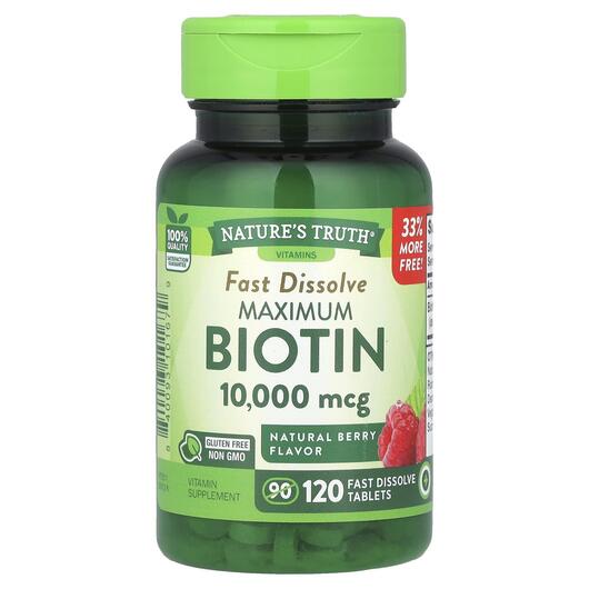 Основне фото товара Nature's Truth, Maximum Biotin, Біотин, 120 таблеток